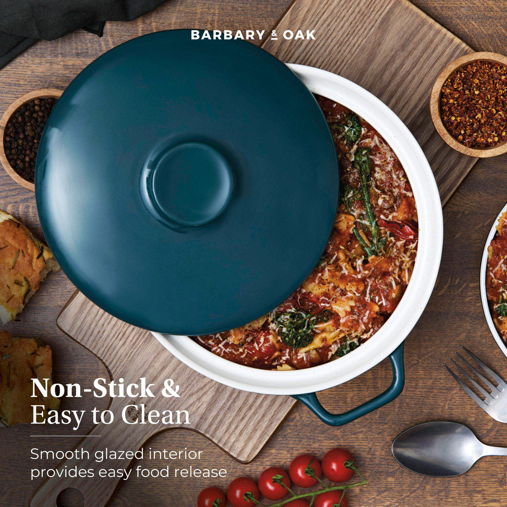Barbary & Oak Nattura 23.5cm Agave Cast Iron Shallow Casserole with Lid Image 4