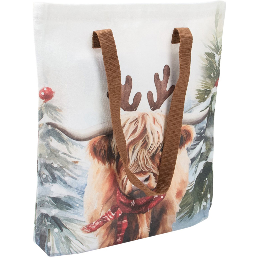 Christmas Highland Cow Design Tote Bag Image 4