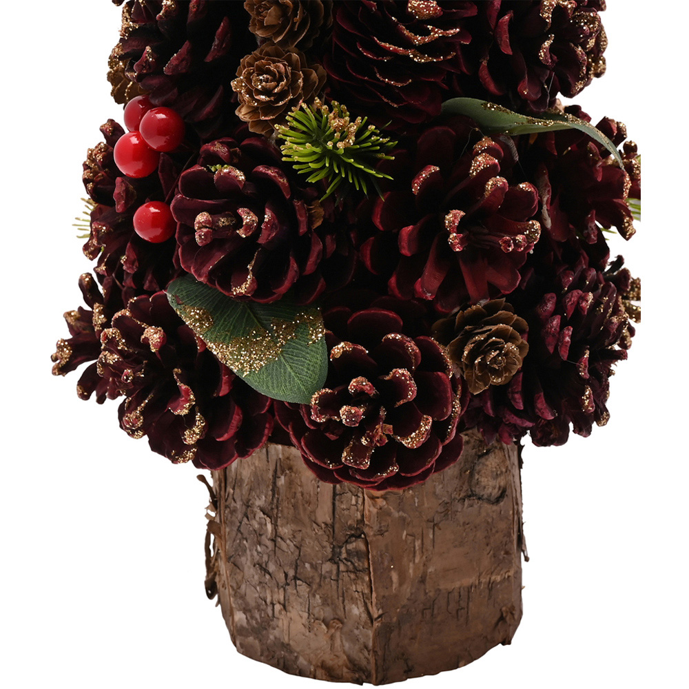 The Seasonal Gift Co Regal Tidings Gold and Burgandy Pinecone Christmas Tree 39cm Image 2