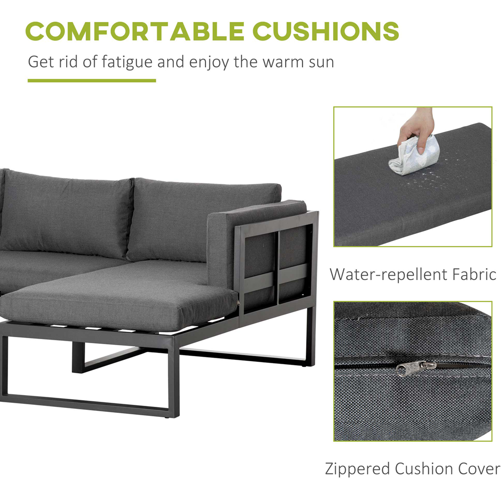 Outsunny 3 Seater Grey L Shape Corner Lounge Set Image 5