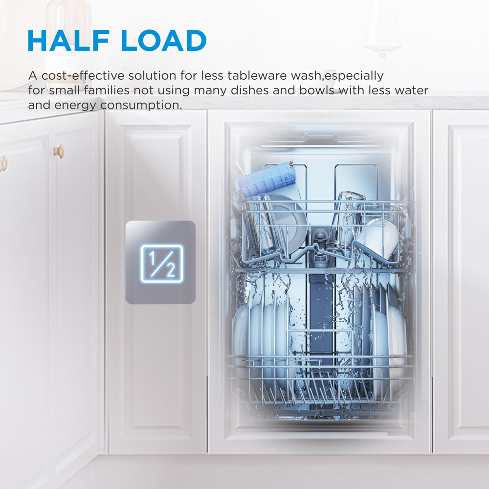 Midea MDWEF1433D(SS)-WG Silver 14 Place Freestanding Full-Size Dishwasher Image 7