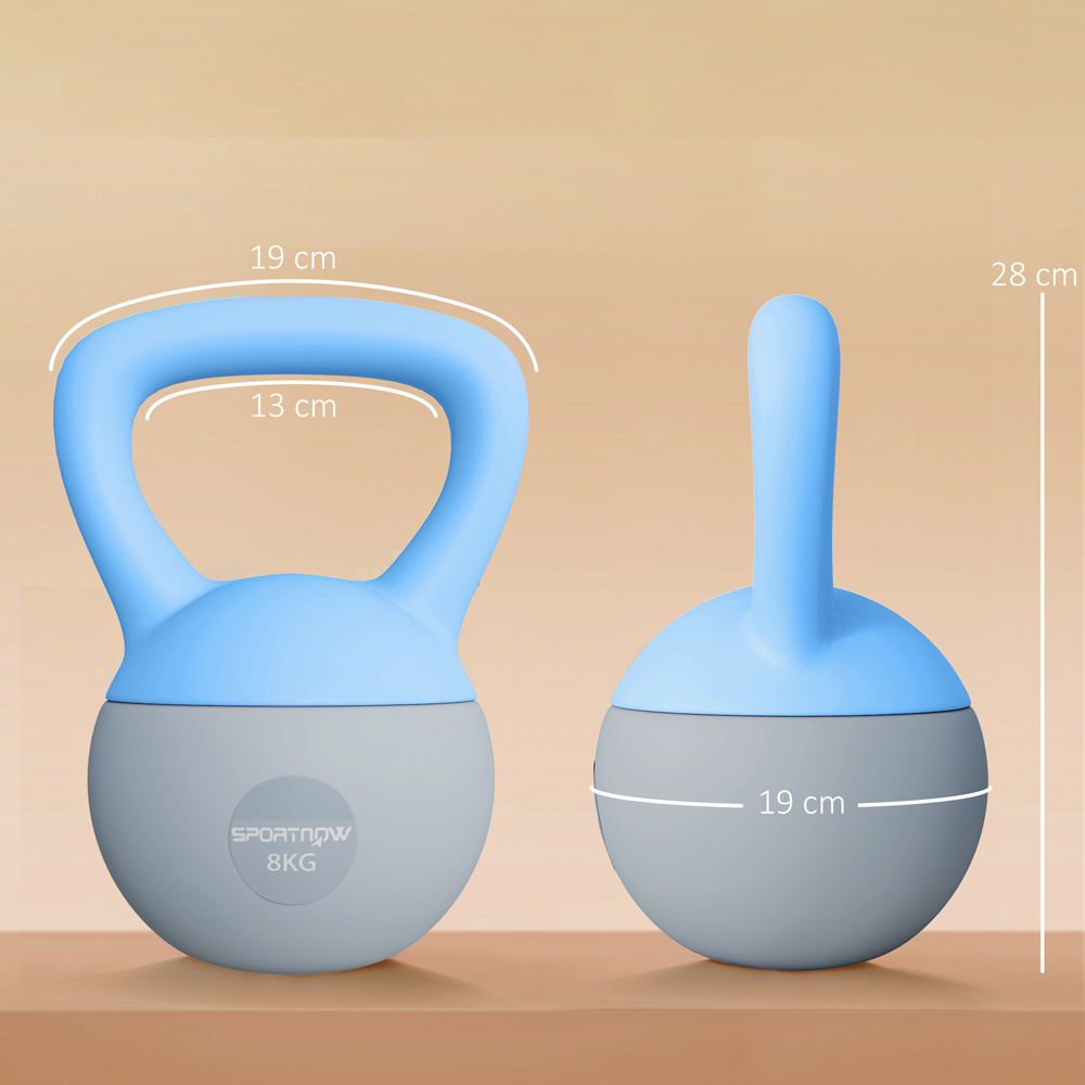 SPORTNOW Light Blue and Grey Soft Body Kettlebell with Non Slip Handle 8kg Image 9