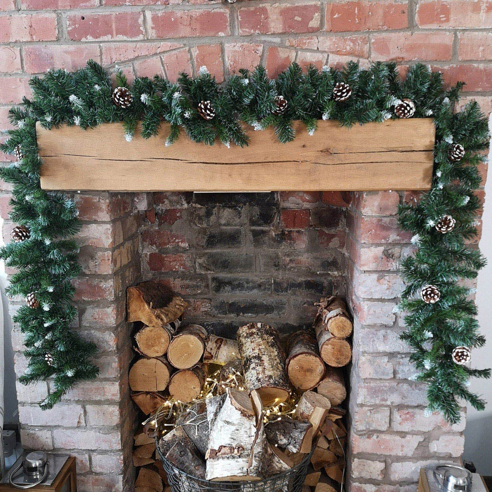 Samuel Alexander King Fir Snow Tipped Christmas Garland with Pine Cones 270cm Image 2
