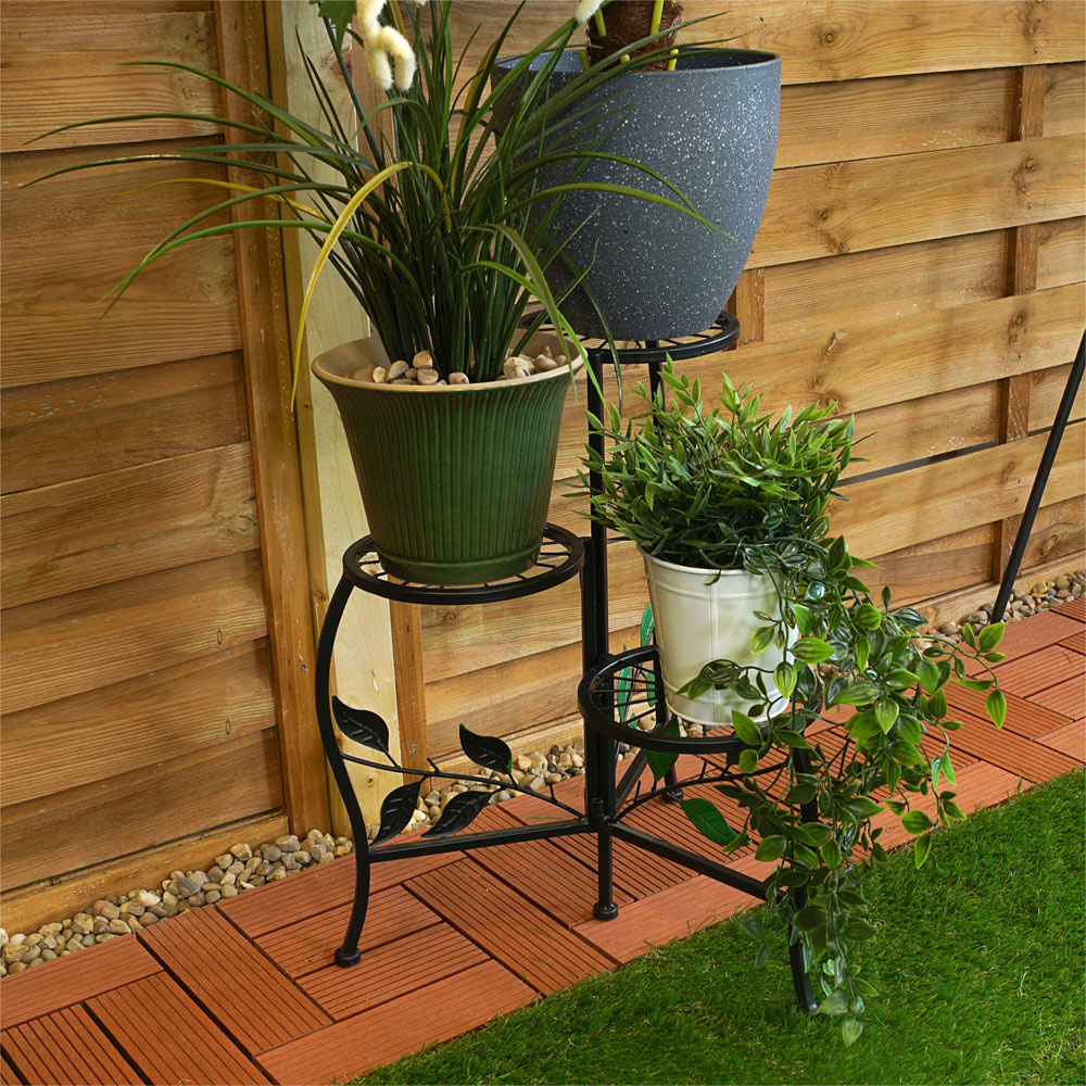 Best4 3 Tier Black Metal Garden Plant Stand Image 3