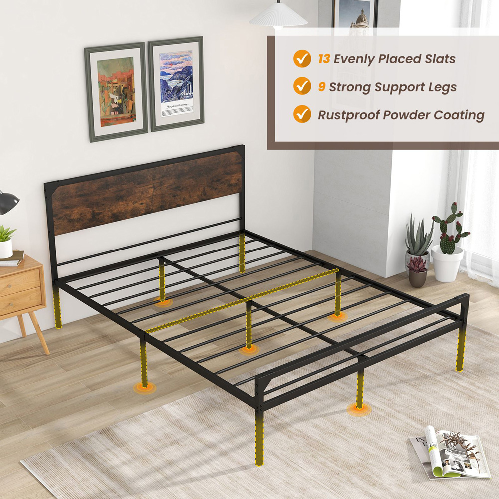 Costway King Metal Platform Bed Frame with 9 Support Legs Image 7