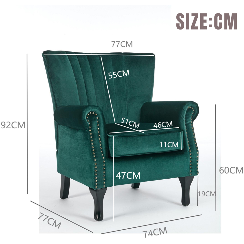 Furniture One Velvet Accent High Back Tub Chair Image 8