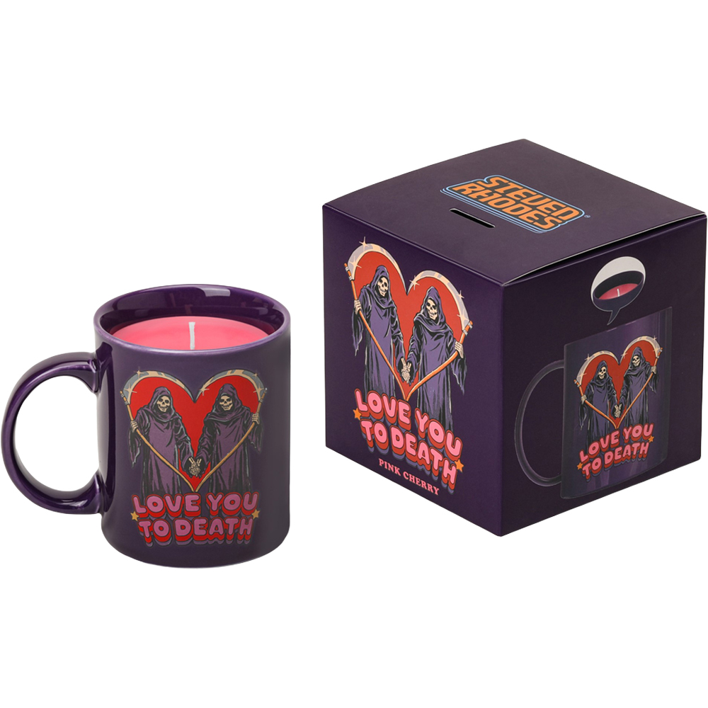 Steve Rhodes Love You To Death Pink Cherry Scented Candle with Purple Mug Image 5