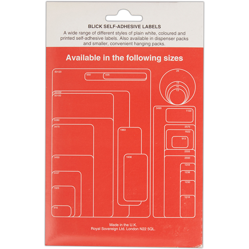 Blick White Rectangular Self Adhesive Warehouse Label 34 x 90mm 160 Pack Image 3