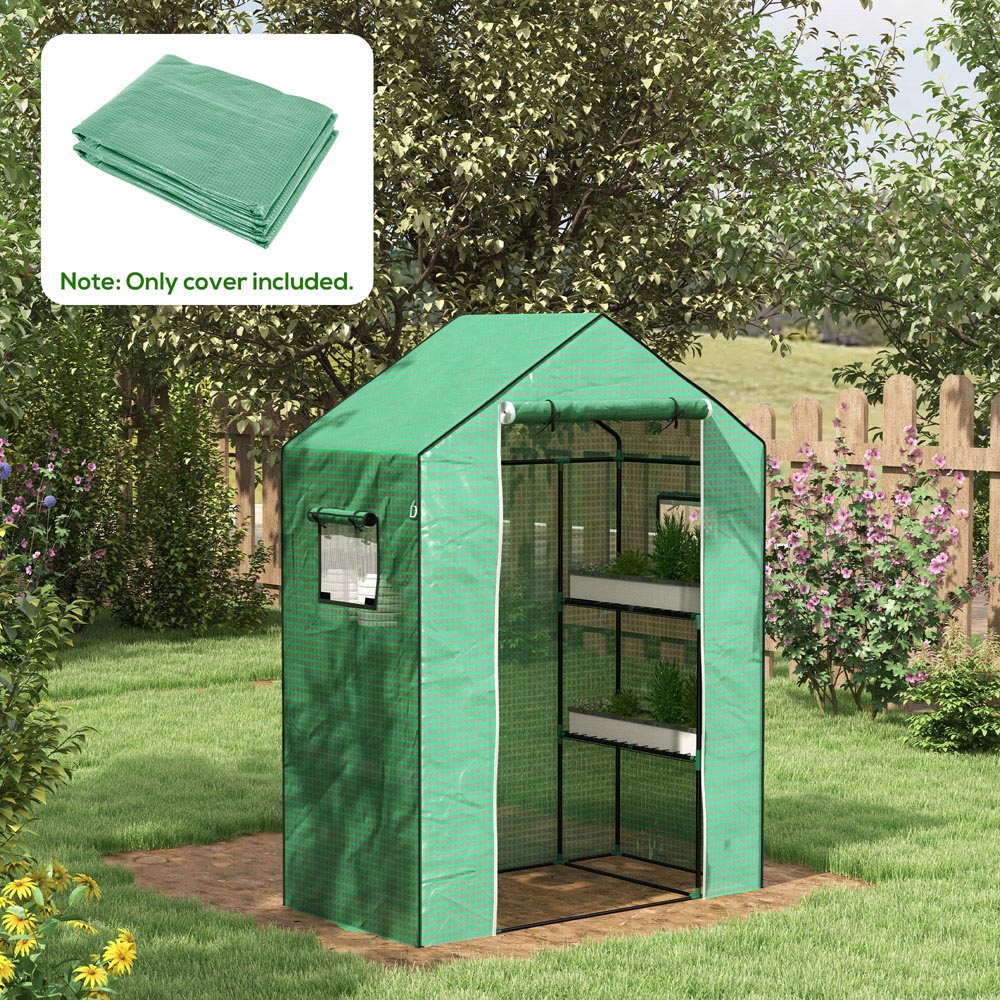 Outsunny 6.2 x 4.5 x 2.3ft Green PE Replacement Greenhouse Cover Image 2