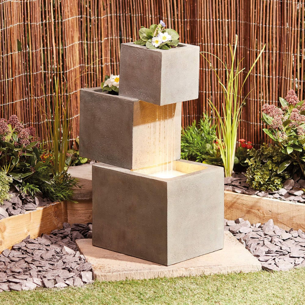 Serenity Cascade 3-Tier LED Water Feature with Planter Image 2