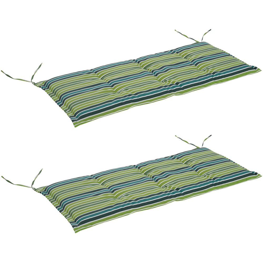 Outsunny Green Striped Rattan Set Seat Cushion 120 x 50cm 2 Pack Image 1