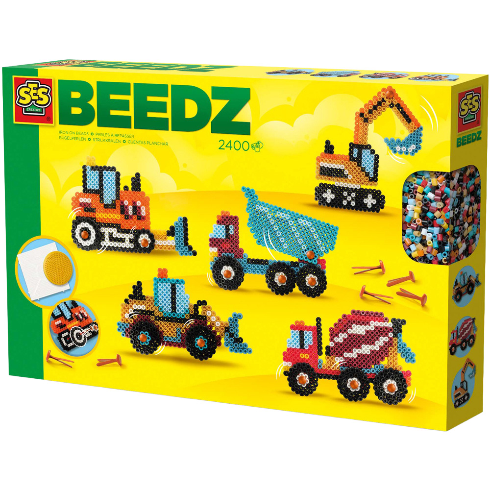 SES Creative Beedz Construction Trucks Iron On Beads Kit 2400 Piece Image 1