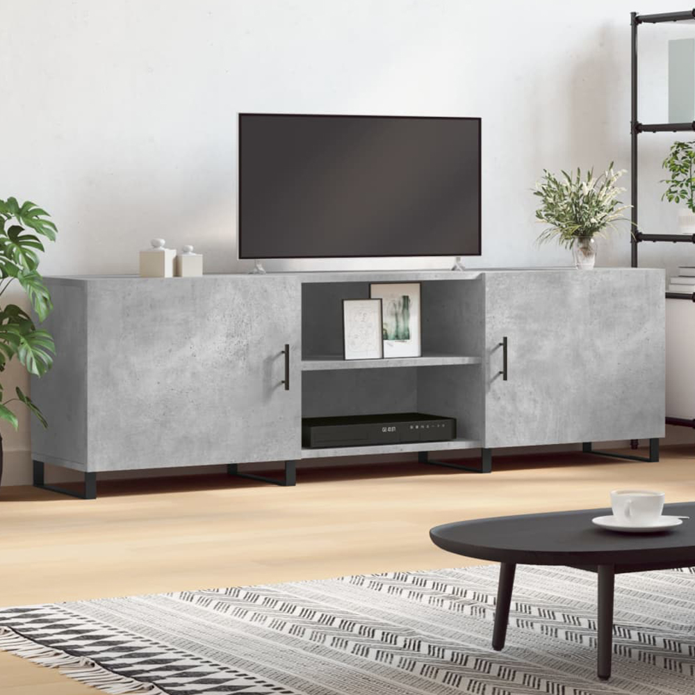 vidaXL 2 Door 2 Shelf Concrete Grey TV Cabinet Image 1