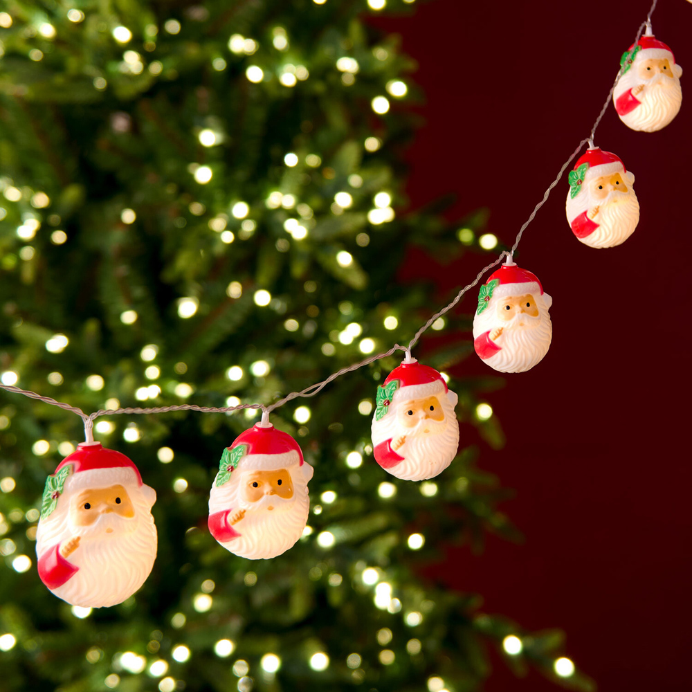 10 LED Retro Santa Head String Light Image 1