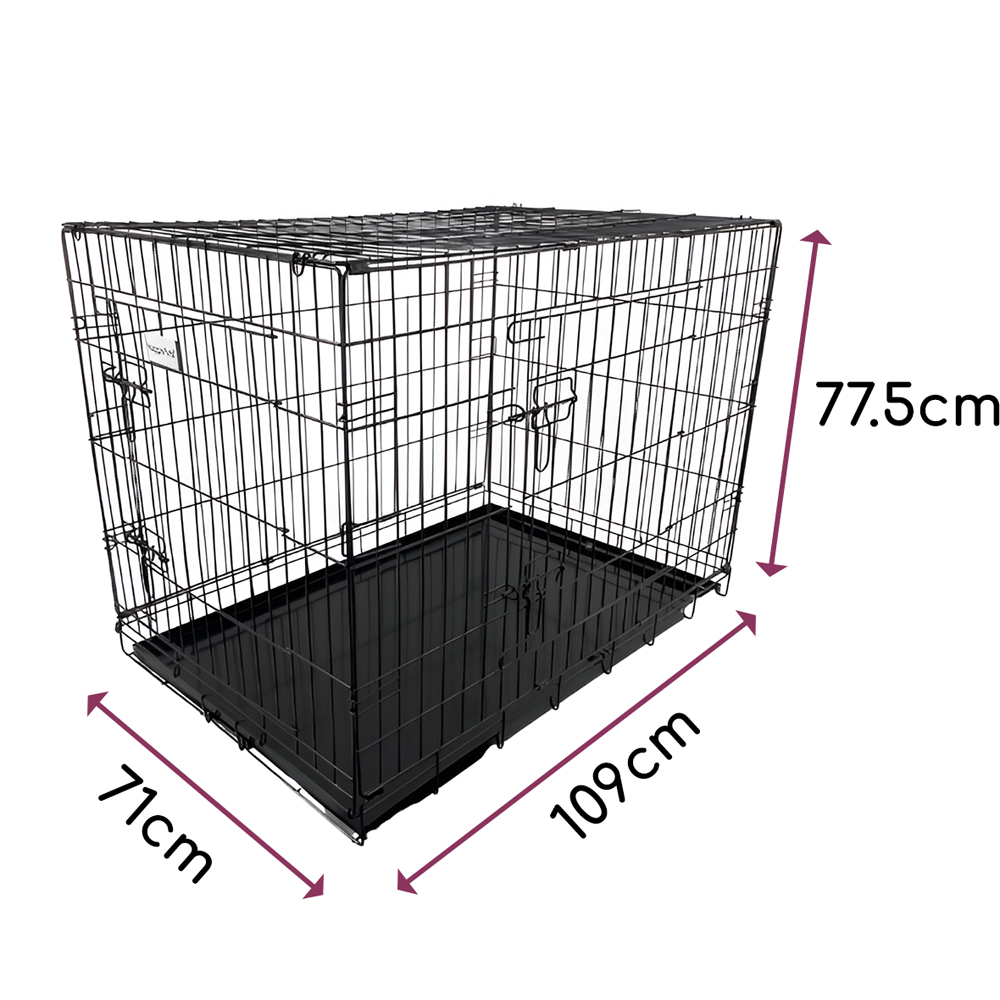 HugglePets X Large Black Dog Cage with Metal Tray 109cm Image 5