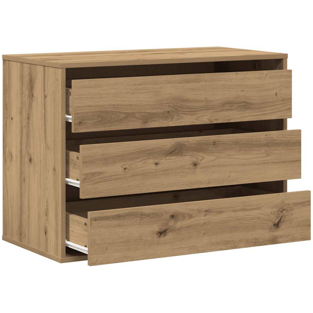 vidaXL 3 Drawer Artisan Oak Engineered Wood Chest of Drawers Image 5