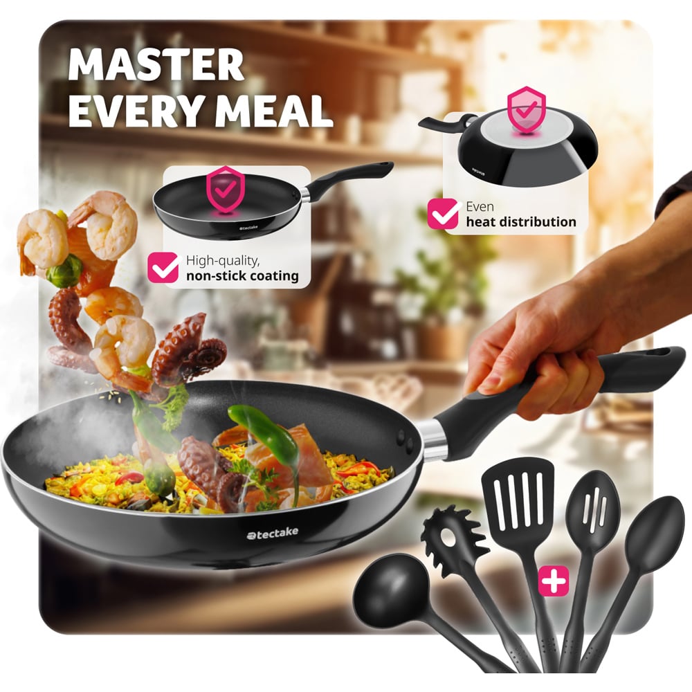 Tectake Varese 15 Piece Black Pan Set Image 4