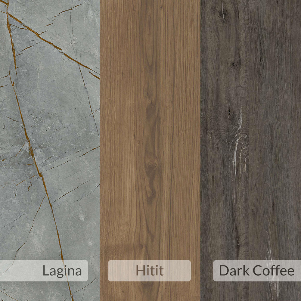 Decortie Muju Oak and Dark Coffee Gold Marble Effect C Shape Side Table Image 6