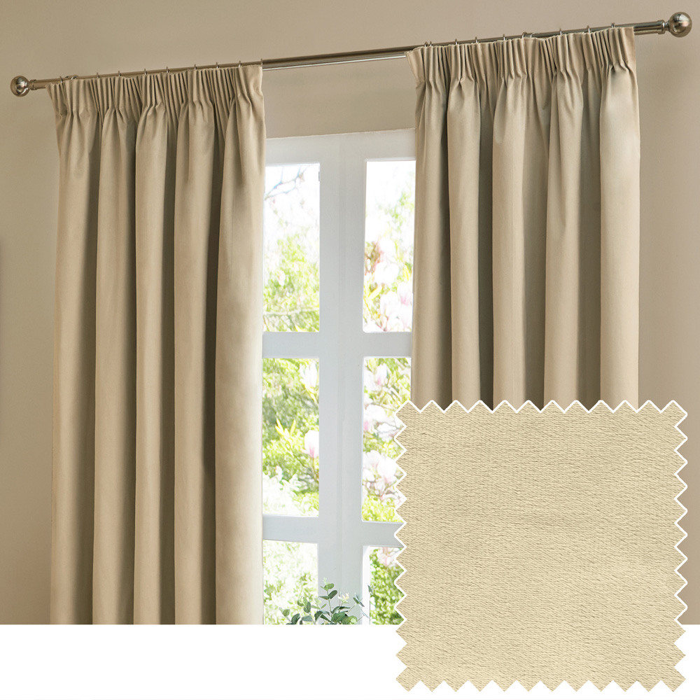 Furn The Ultimate Natural Velvet Blackout Pencil Pleat Curtains 229 x 229cm Image 6