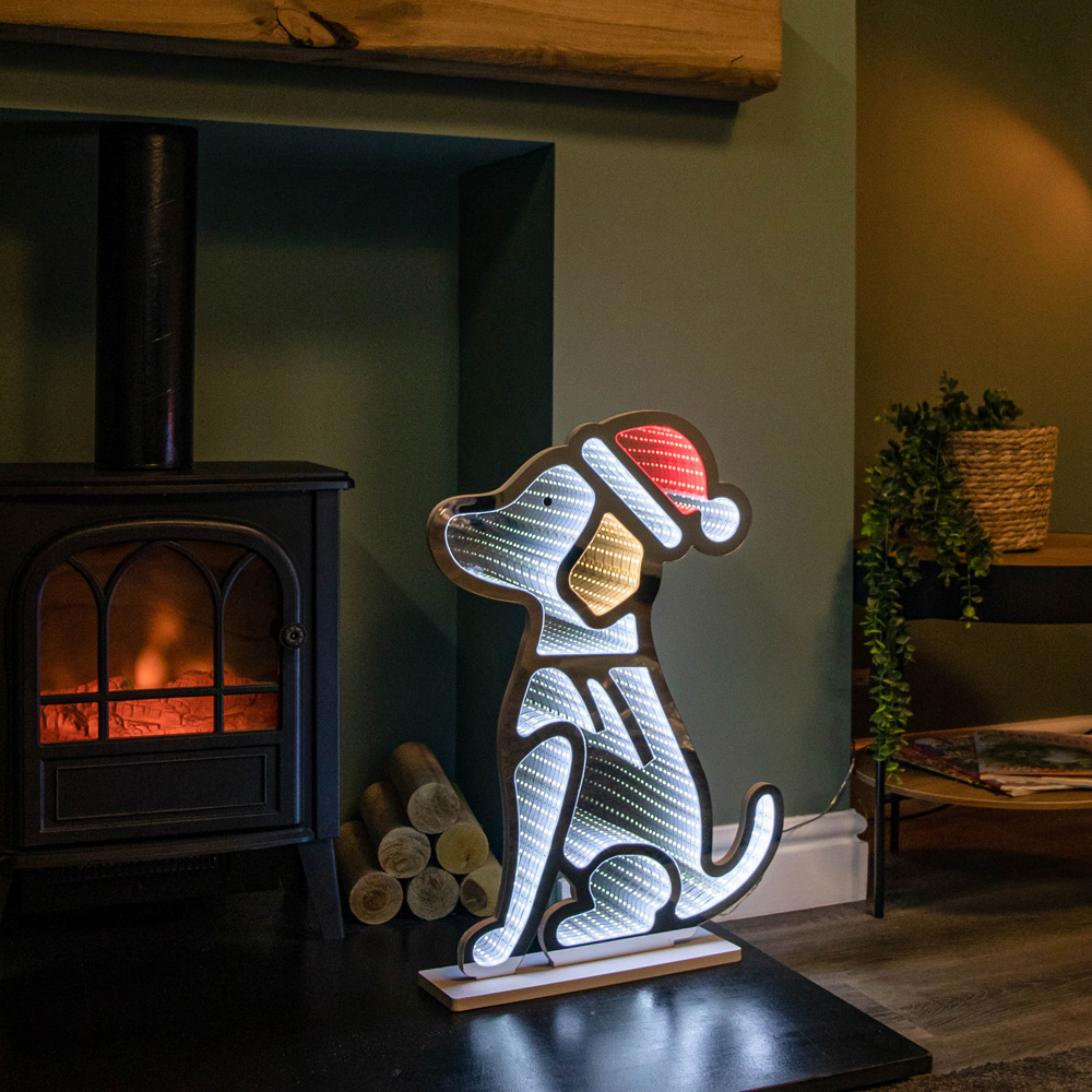Samuel Alexander Light Up Sitting Dog in Santa Hat Infinity Christmas Decoration 60cm Image 7