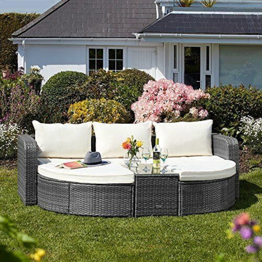 Garden Gear Firenze Dark Grey Rattan Daybed with Cover Image 4