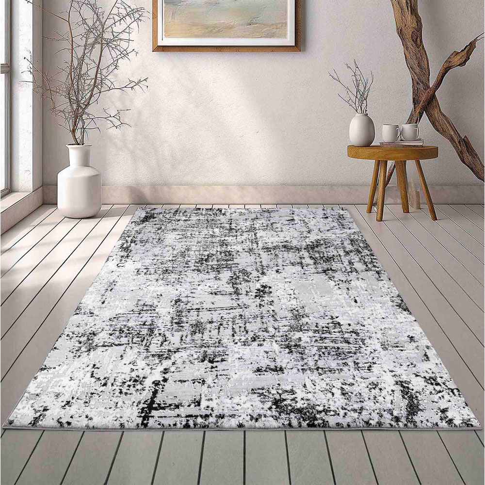 Desire Rugs Serenity Black Abstract Lines Rug 60 x 220cm | Wilko