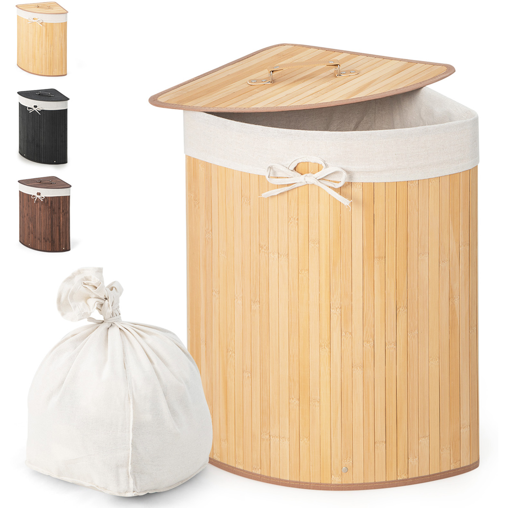 Costway Natural Laundry Hamper with Lid Image 3
