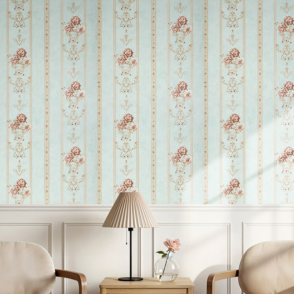 Living and Home Light Green Flower Pattern Damask 3D Embossed Wallpaper Roll 950 x 53cm Image 7