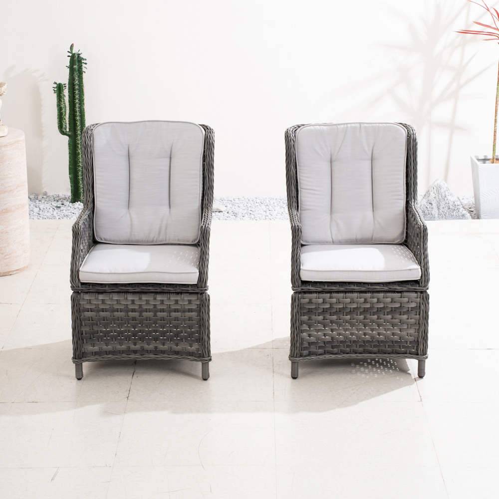 Direct Wicker Set of 2 Grey Double-Woven PE Rattan Aluminium Garden Chairs Image 3