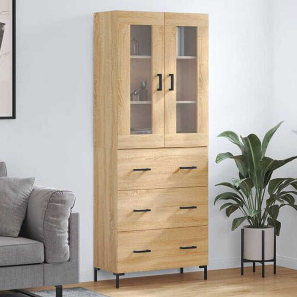 vidaXL 2 Door 3 Drawer Sonoma Oak Highboard Image 1