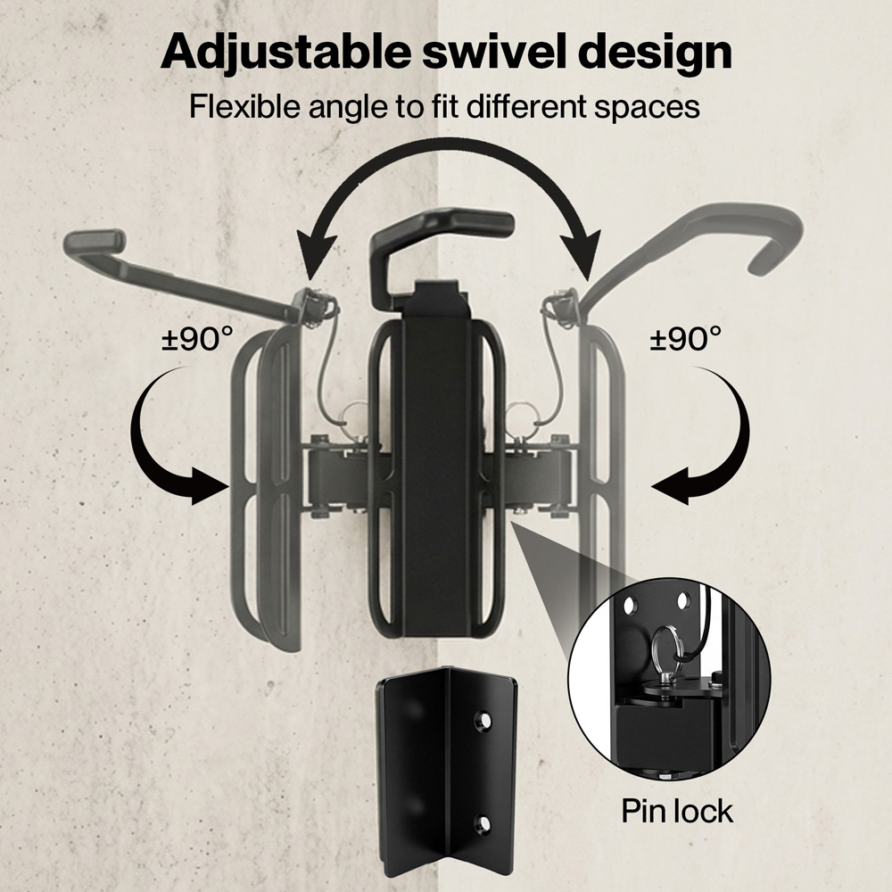 Monvelo Black Carbon Steel Vertical Wall Mounted Swivel Bike Rack 4 Piece Image 4