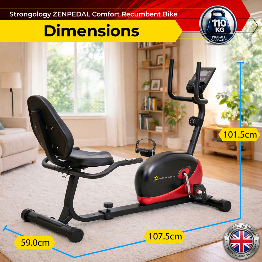 Strongology Zenpedal Magnetic Resistance Recumbent Exercise Bike with Smart LCD Display Image 8