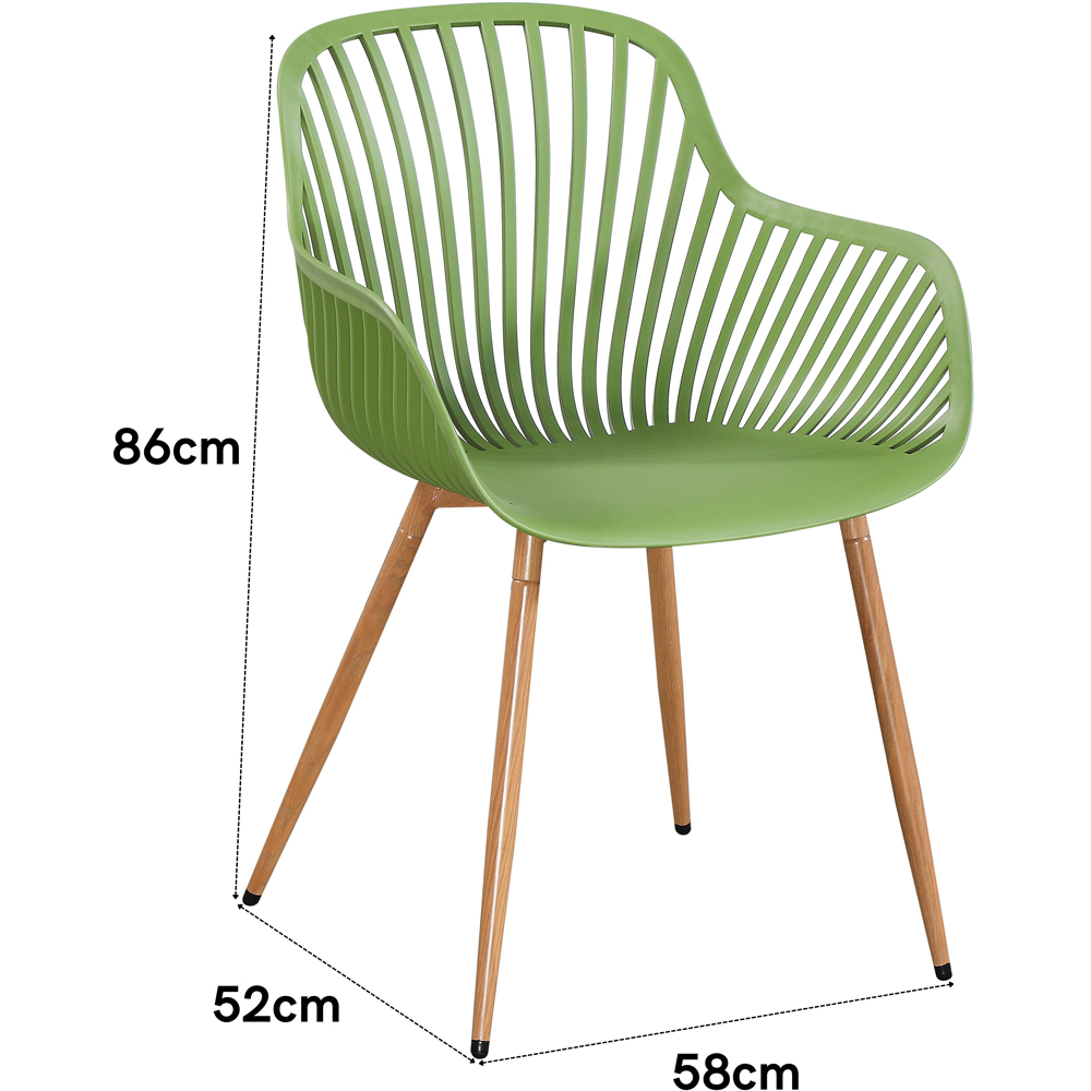 Core Products Set of 2 Moss Green Sunray Design Wood Effect Legs Garden Bistro Armchair Image 6