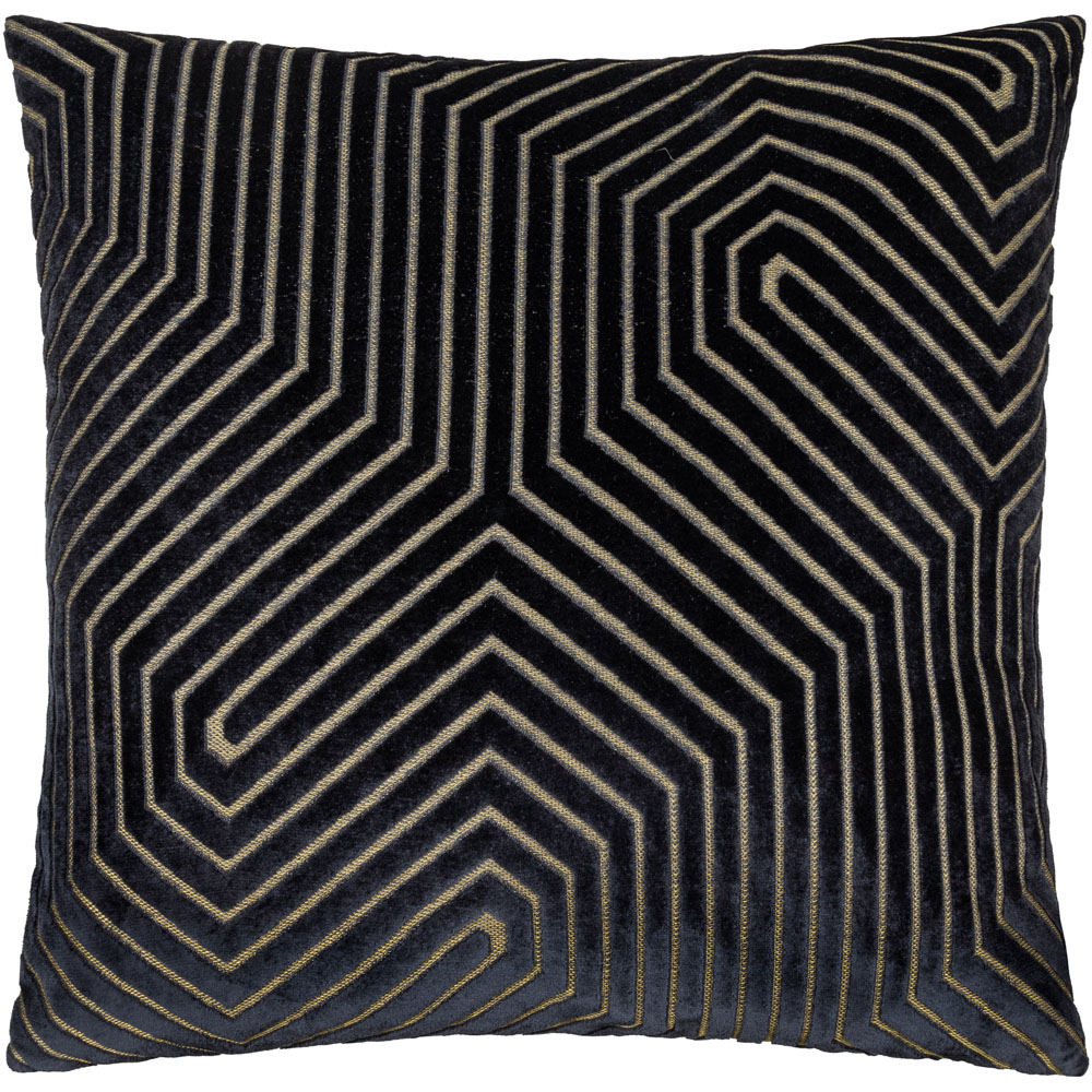 Paoletti Evoke Black Cut Velvet Cushion 55 x 55cm Image 1