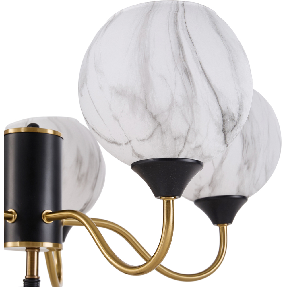 Living and Home Screw E27 Black and Gold 5 Marble Effect Glass Semi Flush Mount Ceiling Light Image 5