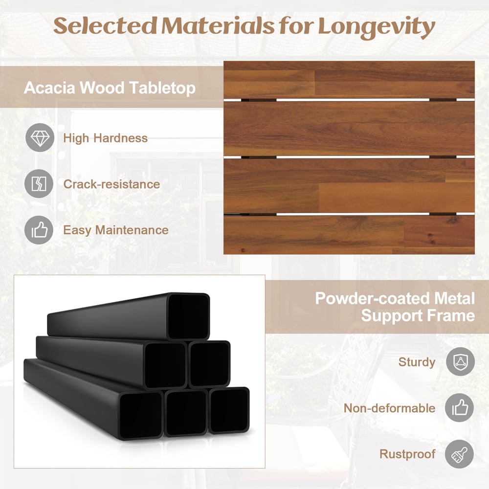 Costway 4 Seater Outdoor Foldable Dining Table Image 6