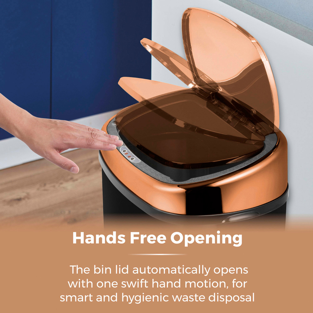 Tower Black and Rose Gold Square Sensor Bin 58L Image 3