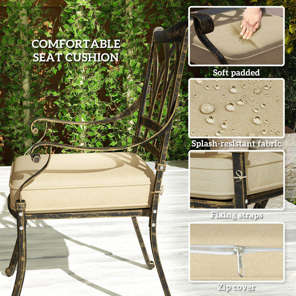 Outsunny 6 Seater Garden Dining Set with Parasol Hole Bronze Image 5