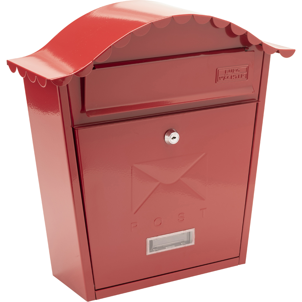 Burg-Wachter Classic Red Wall Mounted Galvanised Steel Post Box Image 1