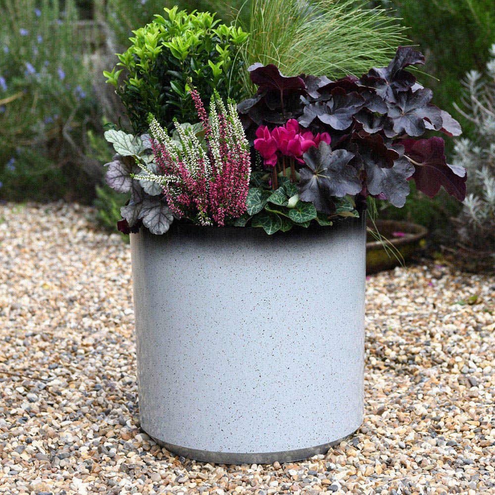 Garden Gear Slate Black Glazed Cylinder Planter 36cm Image 2
