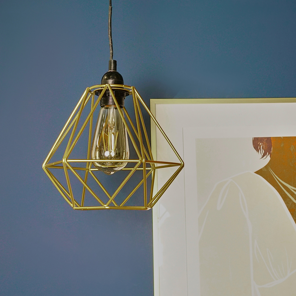 ValueLights Diablo Gold Industrial Wire Frame Pendant Shade Image 7