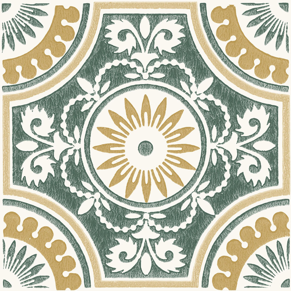 Floorpops Green and Yellow Ezra Peel and Stick Floor Tile 30.48 x 30.48cm 10 Pack Image 2