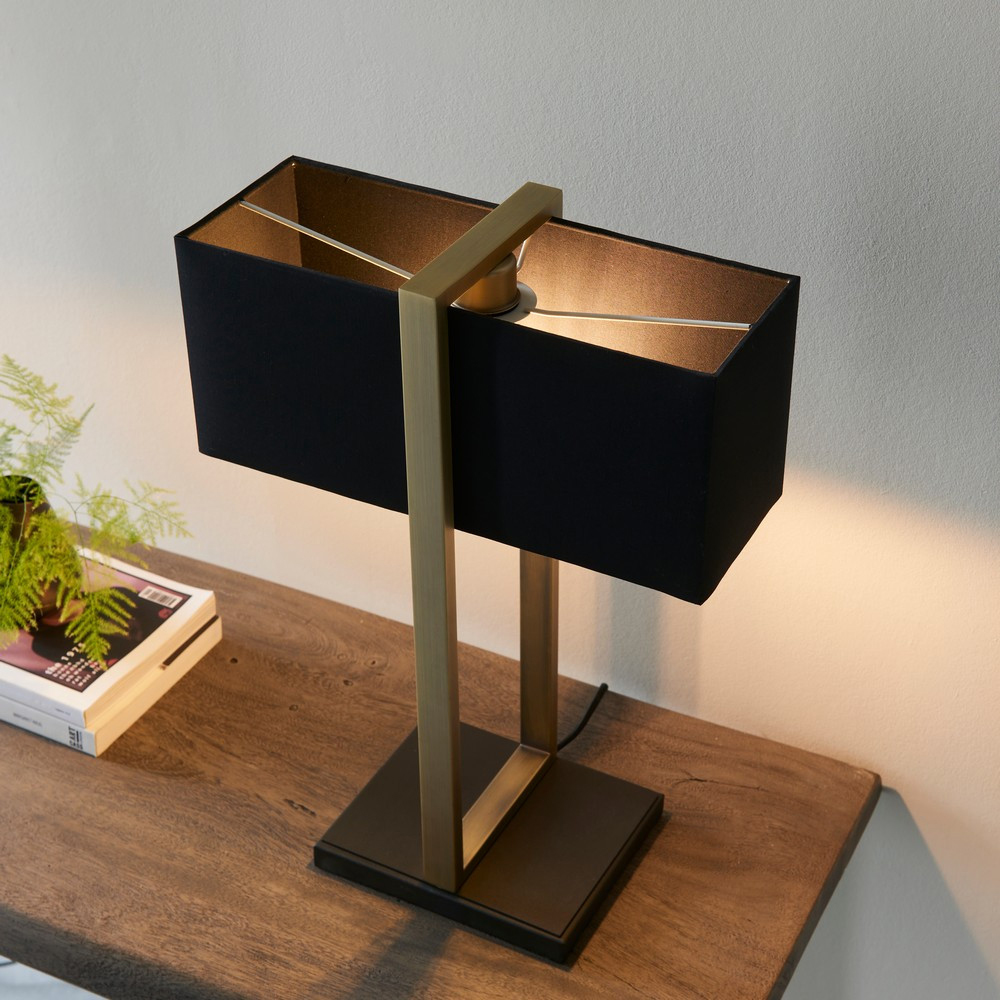 Merano Livigno Matt Black Antique Brass Table Lamp Image 5