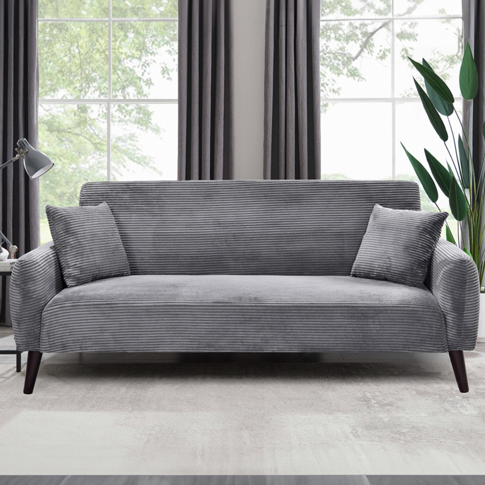 Brooklyn 3 Seater Grey Jumbo Cord Sofa Image 1