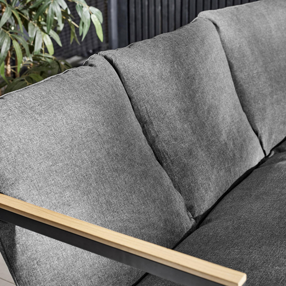 Furniturebox Piasa 6 Seater Black and Grey Outdoor Corner Sofa Set Image 2