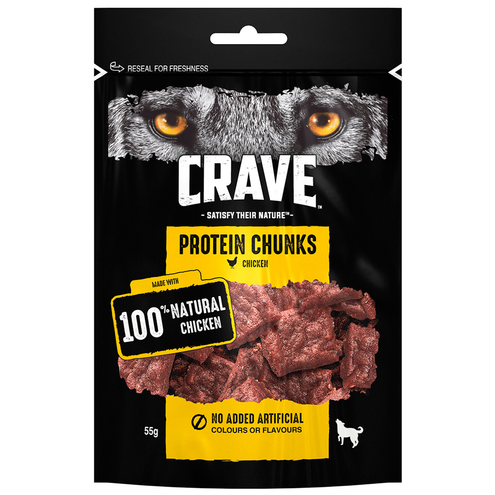 Crave Protein Chunks Natural Chicken Adult Dog Treat 55g Image 1