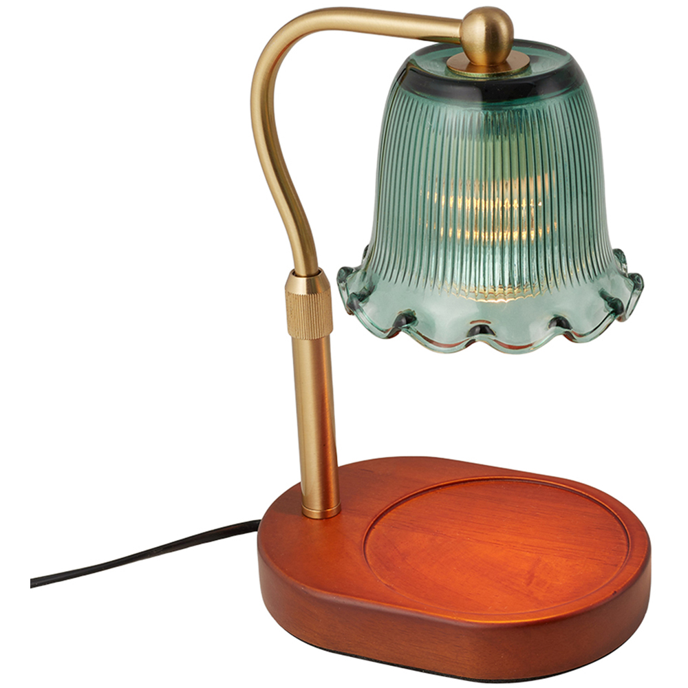Living and Home Green Glass Candle Warmer Lamp with Dimming Image 3