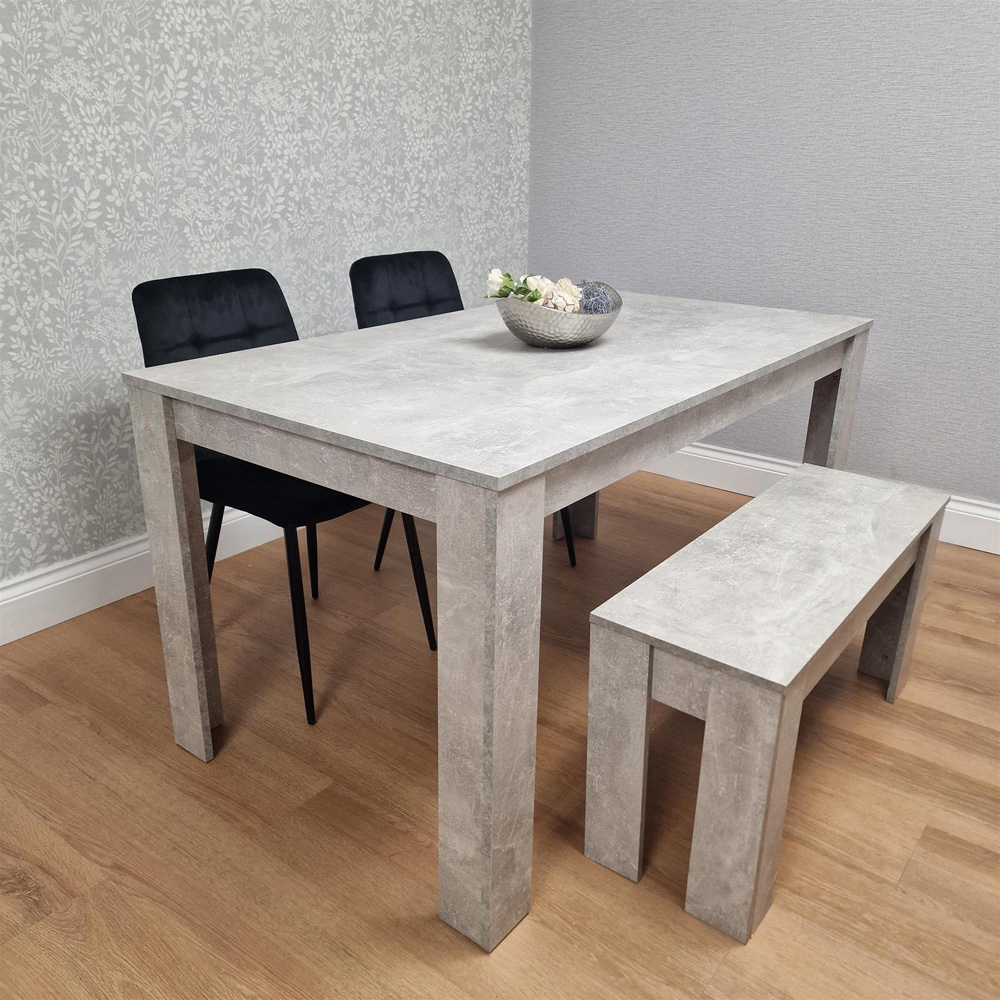 Kosy Koala 4 Seater Velvet Dining Bench Set Stone Grey Effect and Black Image 2