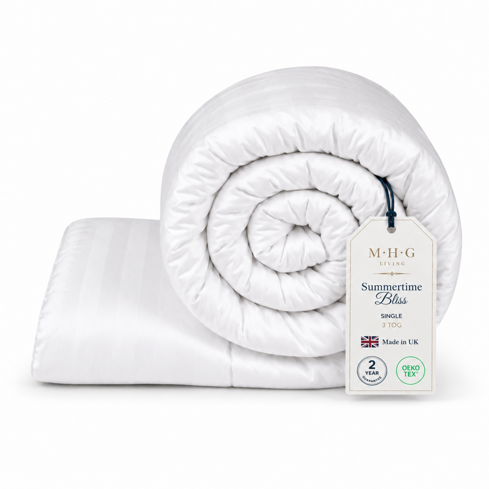 MHG Living Single White Striped Summer Lightweight Hollowfibre Duvet 3 Tog Image 3