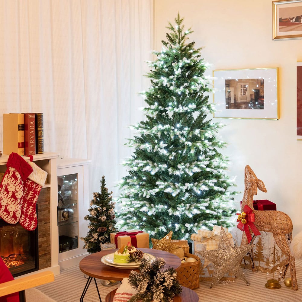 Costway Pre Lit White LED Artificial Christmas Tree with Remote 6ft Image 4